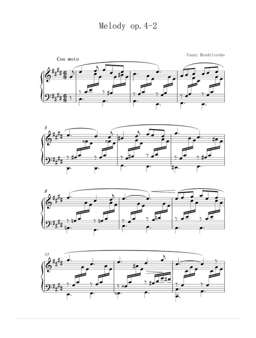 Melody Op.4-2 - Fanny Mendelssohn (Piano Solo)