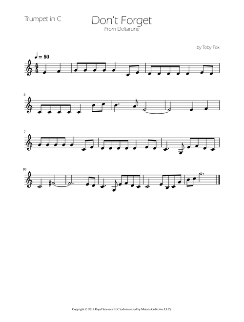 Don't Forget (Arr. Ygor Nunes Silva) - Toby Fox (Trumpet Solo)