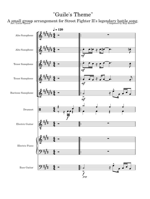 Street Fighter II: Guile's Theme SAX ENSEMBLE – Yoko Shimomura, Arr. Lucas Spanu