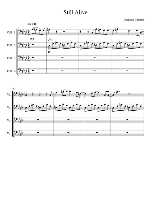 Portal: Still Alive, for Cello Quartet