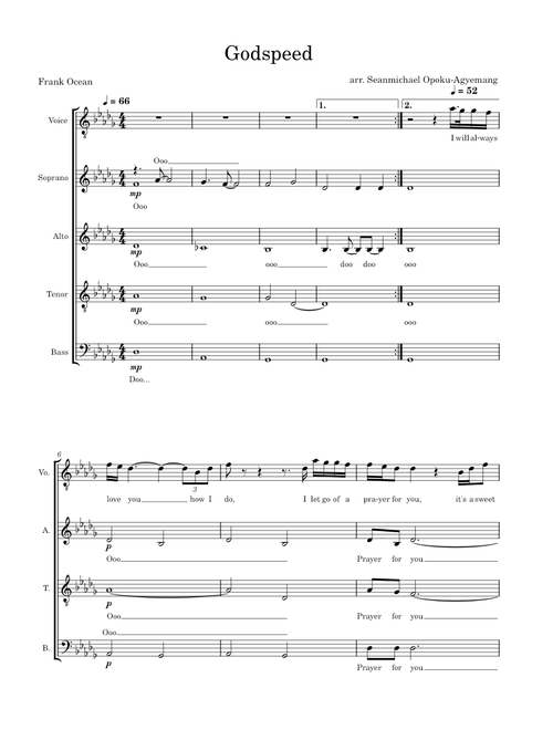 Godspeed – Frank Ocean Godspeed SATB