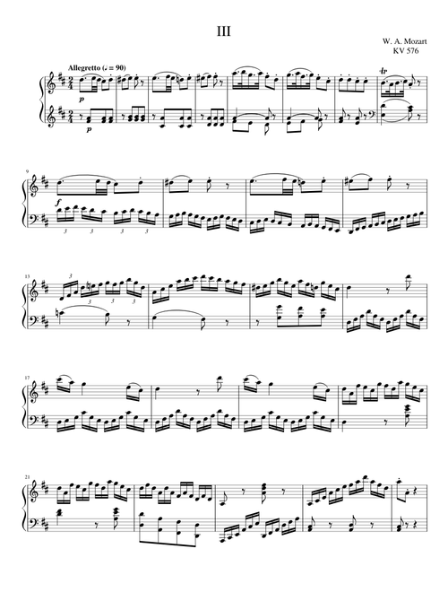 Mozart - Piano Sonata No. 18 in D: Allegretto