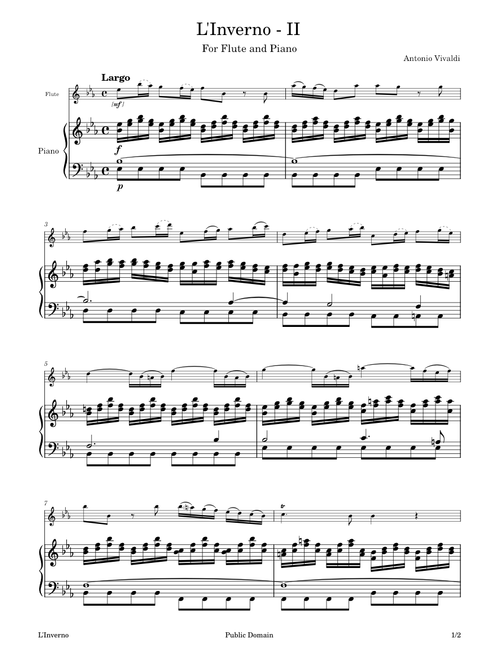 L'Inverno - Largo - For Flute and Piano
