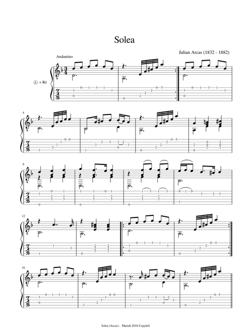 Solea - Olé! - Julian Arcas (1832 - 1882) Tablature