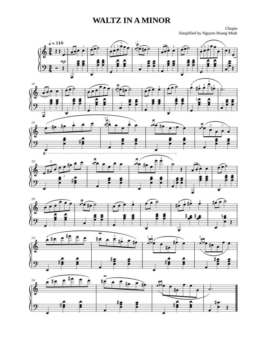Waltz in A minor Chopin Sheet music for Piano (Solo)
