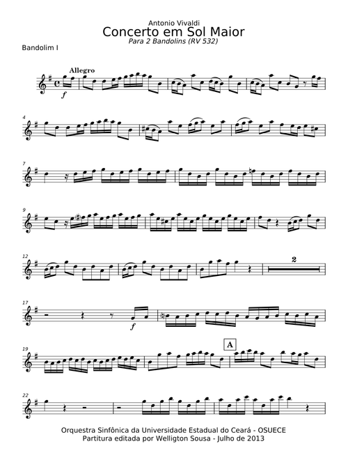 Concerto for 2 Mandolins in G major, RV 532 - Antonio Vivaldi