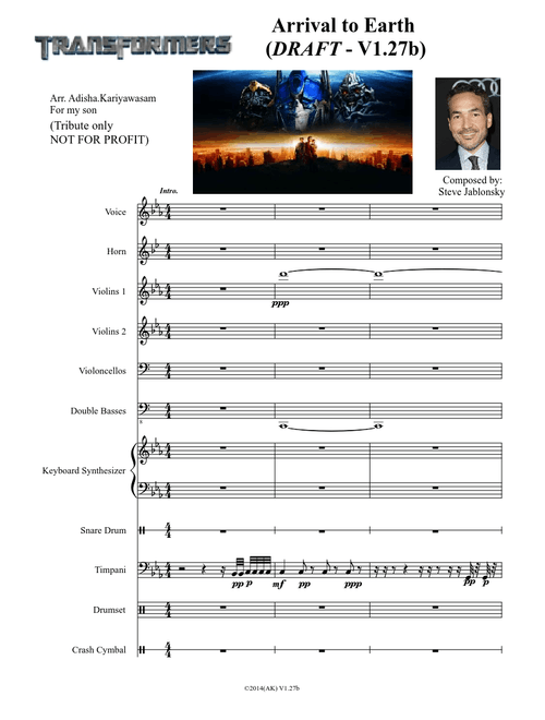 Tribute to "Arrival to Earth" Theme from Transformers (2007) composed by Steve Jablonsky - V1.27b DRAFT - Updated 21-07-2014