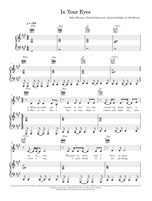 In your eyes - Kylie Minogue (Piano-Vocal-Guitar (Piano Accompaniment))