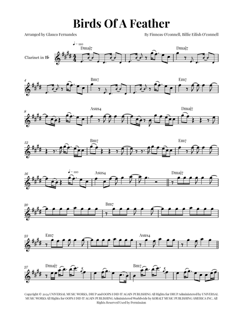 Birds Of A Feather (Arr. Glauco Fernandes) - Billie Eilish (Clarinet Solo)
