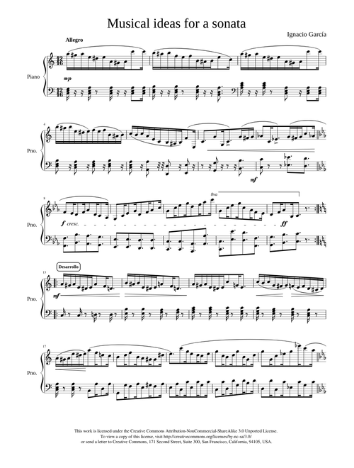 Musical ideas for a sonata