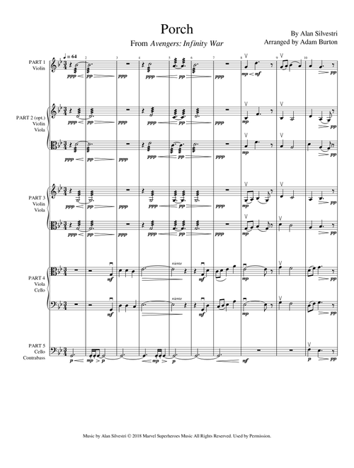 Porch (Arr. Adam Burton) - Alan Silvestri (String Ensemble)