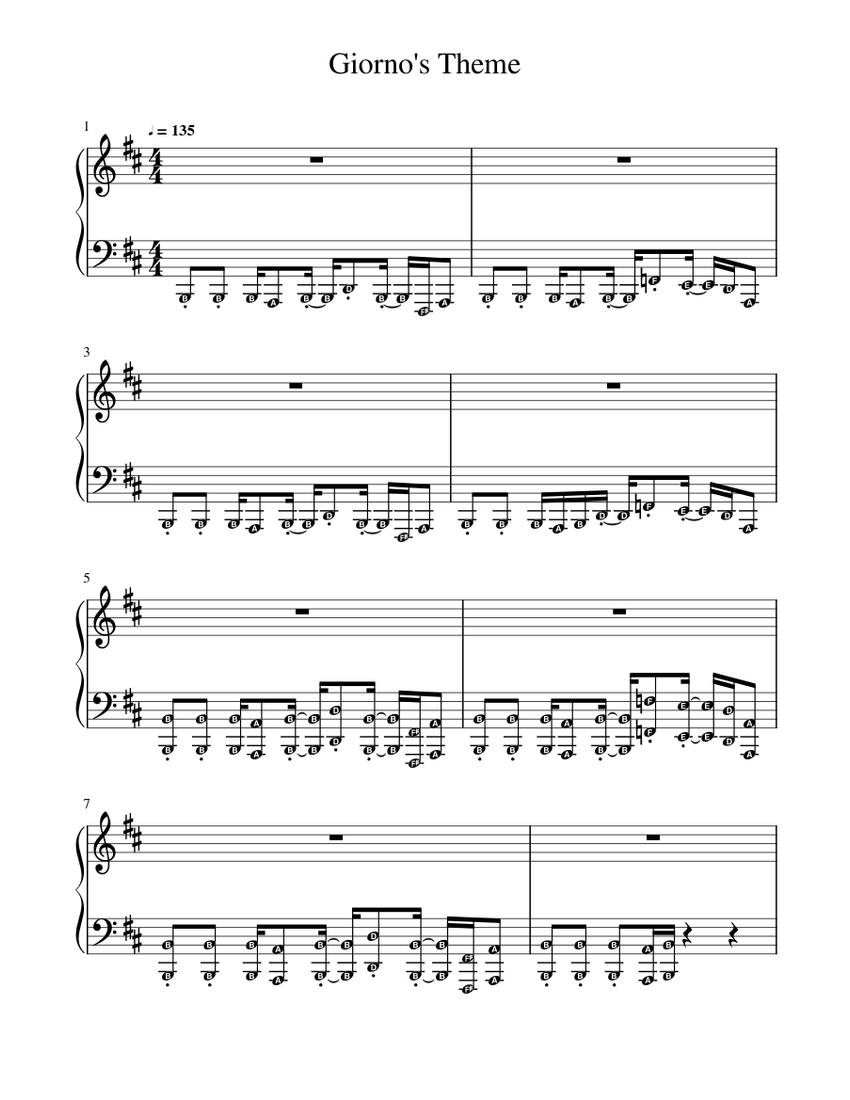 Giornos Theme Sheet music for Piano (Solo) Musescore com