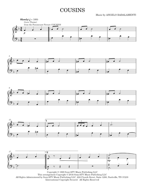 Cousins (Love Theme) - Angelo Badalamenti (Piano Solo)
