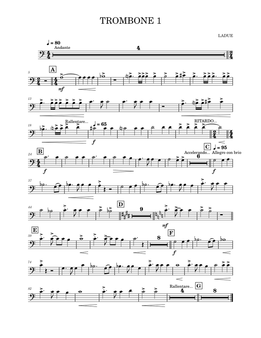 Trombone 1 Sheet music for Piano (Solo)