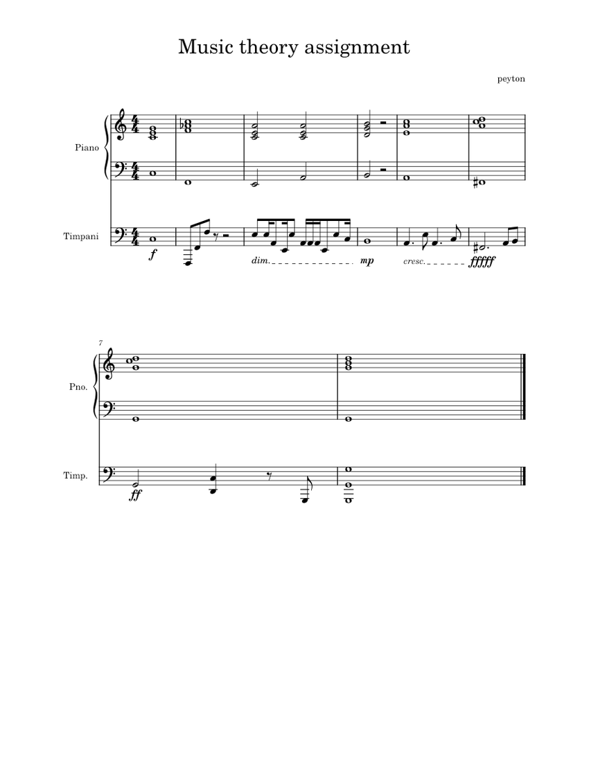 Music theory assignment - piano tutorial