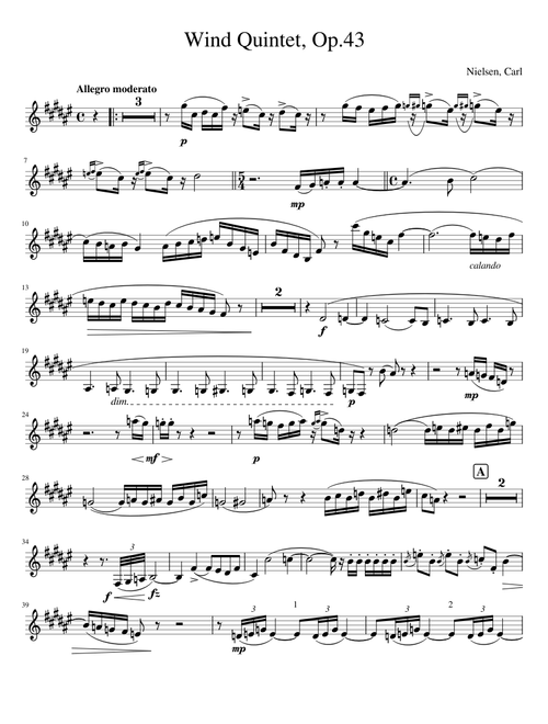 Wind Quintet Op.43 (Nielsen, Carl) Bb Clarinet part