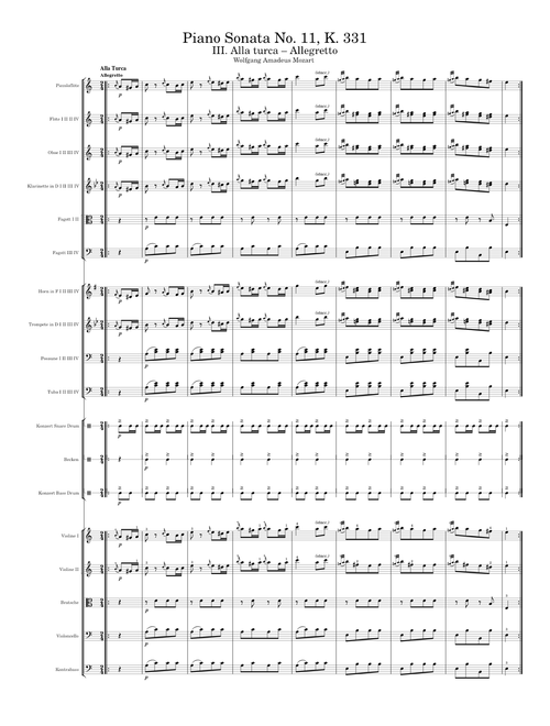 Piano Sonata No.11 in A major, K.331/300i 3 mov. – Wolfgang Amadeus Mozart (Orchestra Arrange)