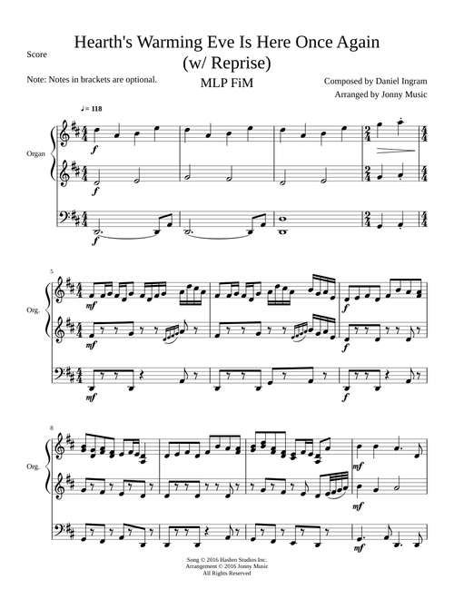 Hearth's Warming Eve Is Here Once Again (MLP:FiM) Organ Cover with Reprise