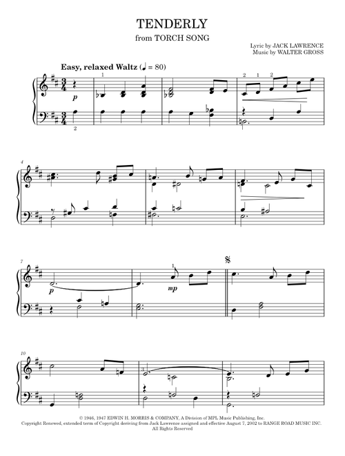 Tenderly - Jack Lawrence (Easy Piano)