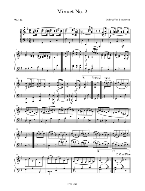 Minuet in G major WoO 10, No. 2 – Ludwig van Beethoven