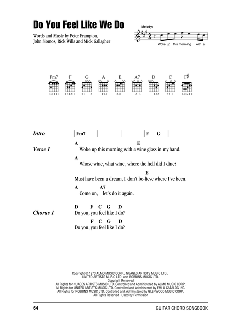 Do You Feel Like We Do - Peter Frampton (Guitar Chords-Lyrics)