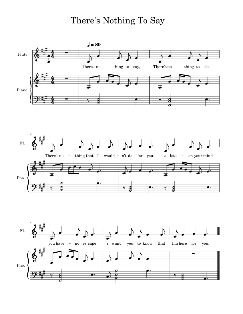 There's Nothing To Say Sheet music for Piano, Flute (PianoVoice)