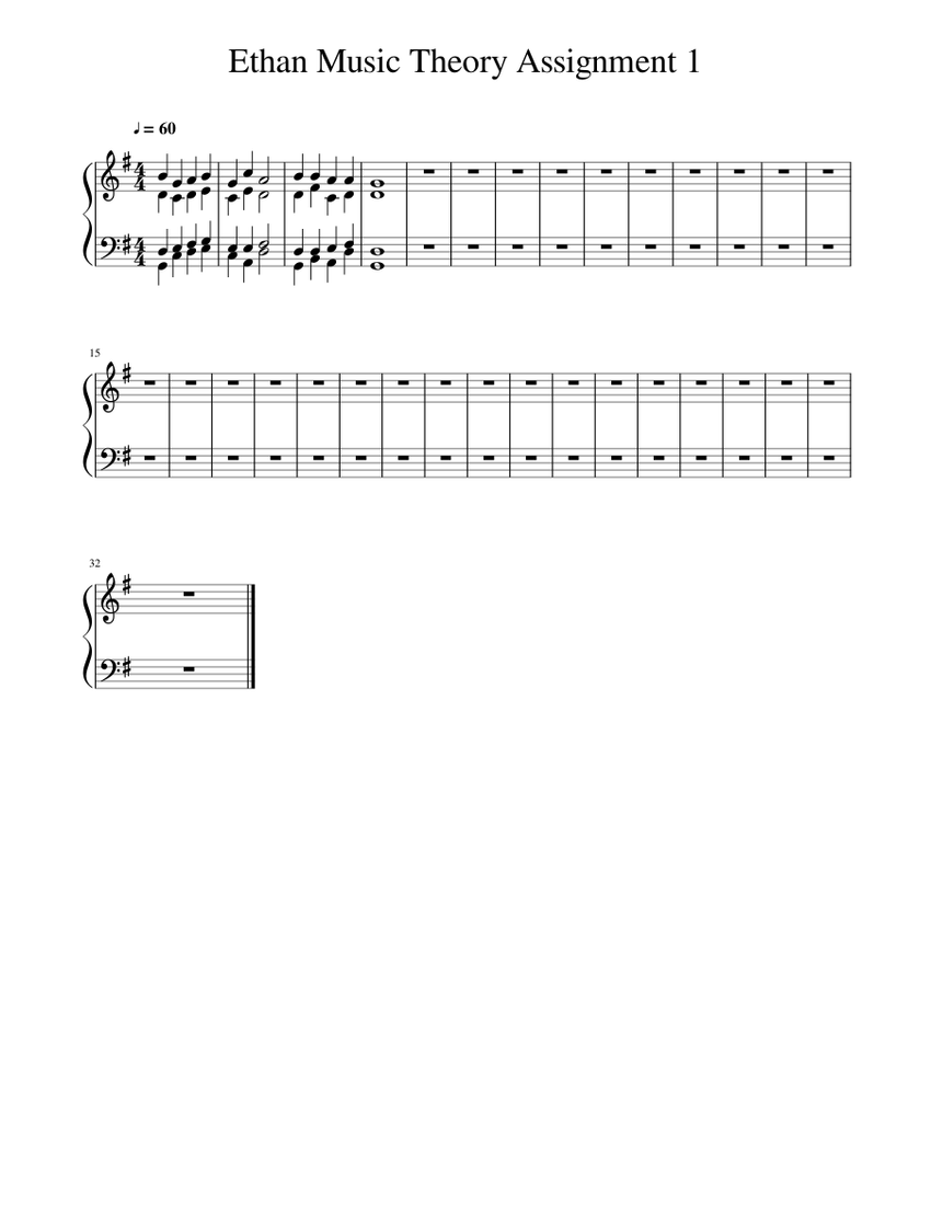 Ethan Music Theory Assignment 1 Sheet music for Piano (Solo) Easy ...