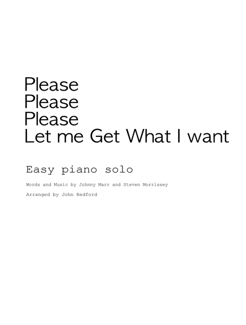 Please, Please, Please, Let Me Get What I Want (Arr. John Redford) - The Smiths (Piano Solo)