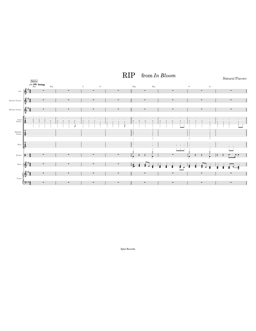 The Ripp Score RIP Sheet music for Piano, Organ, Vocals, Guitar & more instruments ...