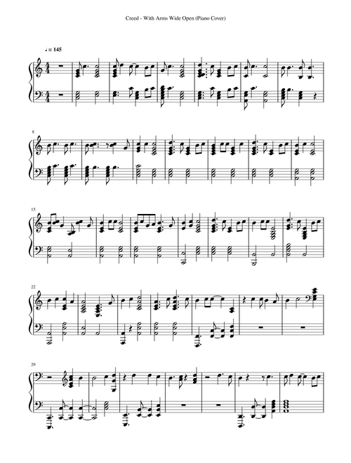With Arms Wide Open (Arr. JohnHenry) - Creed (Piano Solo)