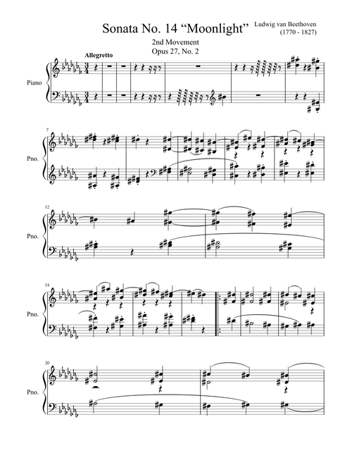 Beethoven- Moonlight Sonata 2nd Movement Piano