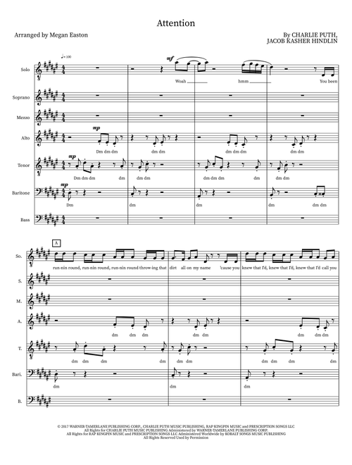 Attention (Arr. Megan Easton) - Charlie Puth (Choral)