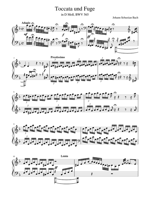 shortened bach toccata and fugue in d minor