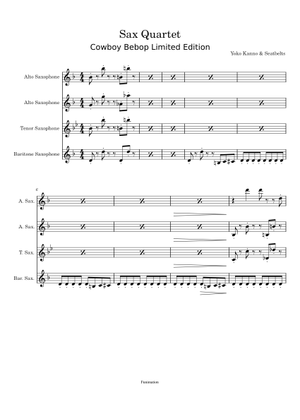 Sax Quartet- Cowboy Bebop Sheet Music for Saxophone alto