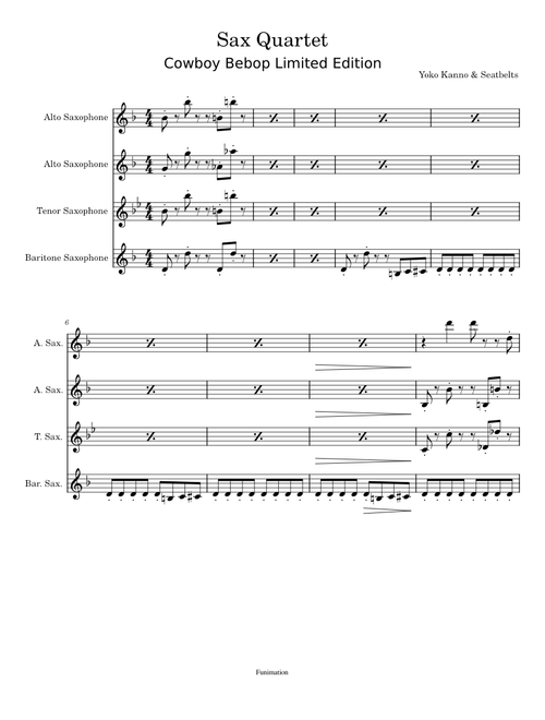 Sax Quartet (Cowboy Bebop) – Yoko Kanno Sax Quartet- Cowboy Bebop
