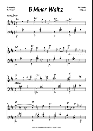 B Minor Waltz (for Elaine) – Bill Evans Sheet Music with Chords
