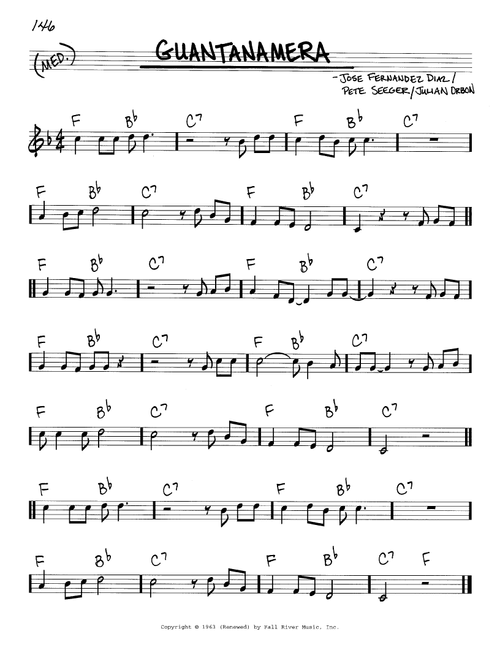 Guantanamera - José Fernández Diaz, Pete Seeger, Hector Angulo (Real Book - Melody-Chords)