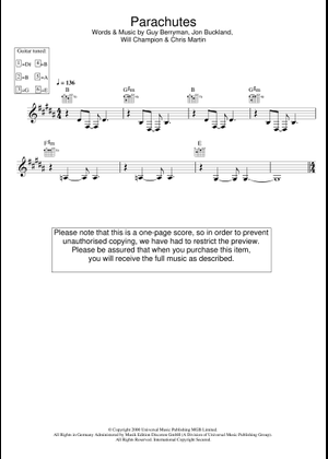 Play Official version of Parachutes Sheet Music by Coldplay for 