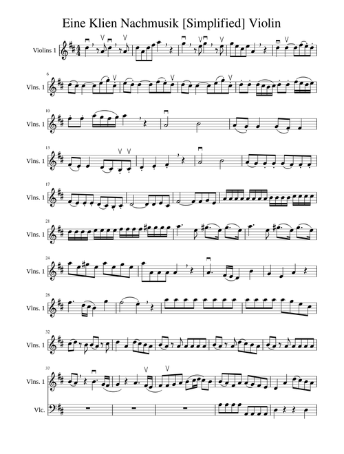 Eine Kleine Nachtmusik [Simplified] Violin