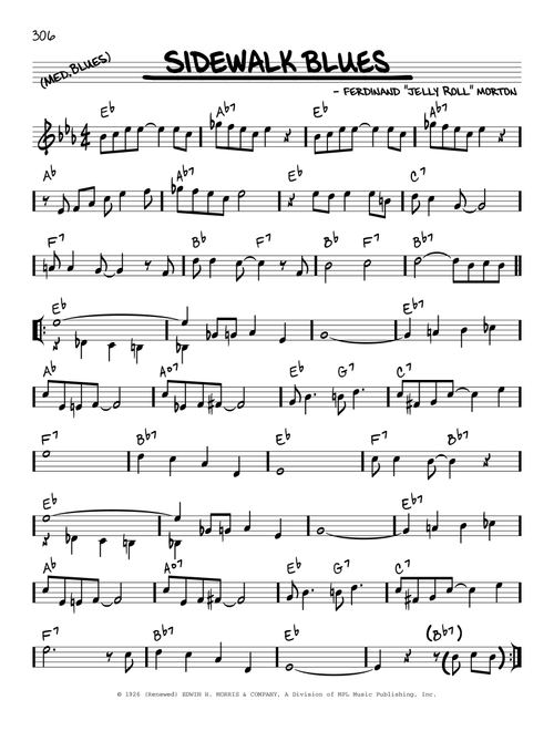 Sidewalk Blues (arr. Robert Rawlins) - Jelly Roll Morton (Real Book - Melody-Chords-Lyrics)