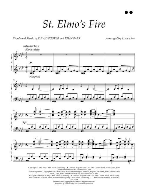 St. Elmo's Fire (man In Motion) (Arr. Lorie Line) - John Parr, David Foster (Piano Solo)