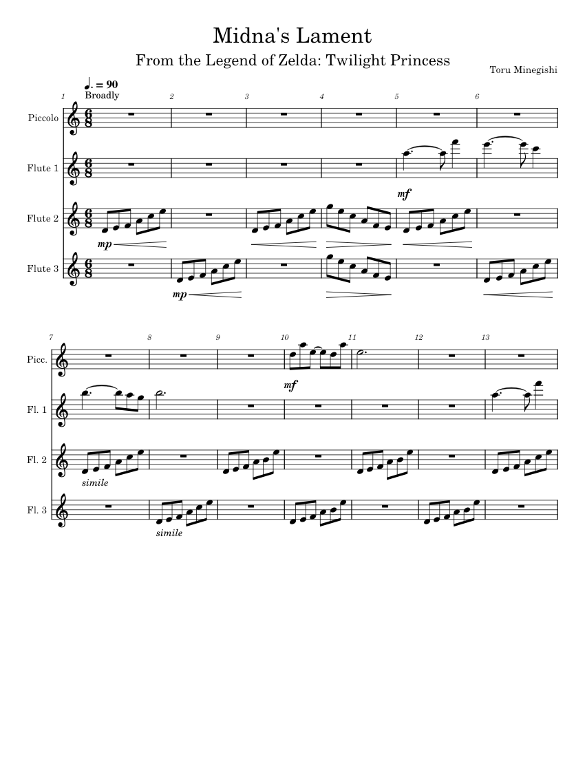 Midna S Lament Arr Samantha Mroz Sheet Music For Flute Piccolo Flute Woodwind Quintet Midna S Lament Arr Samantha Mroz Sheet Music For Flute Piccolo Flute Woodwind Quintet