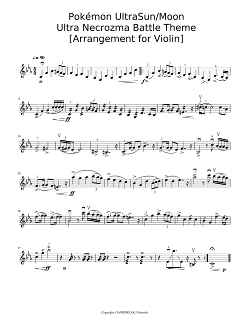 Pokémon USUM - Ultra Necrozma Battle Theme - [Arrangement for Violin]