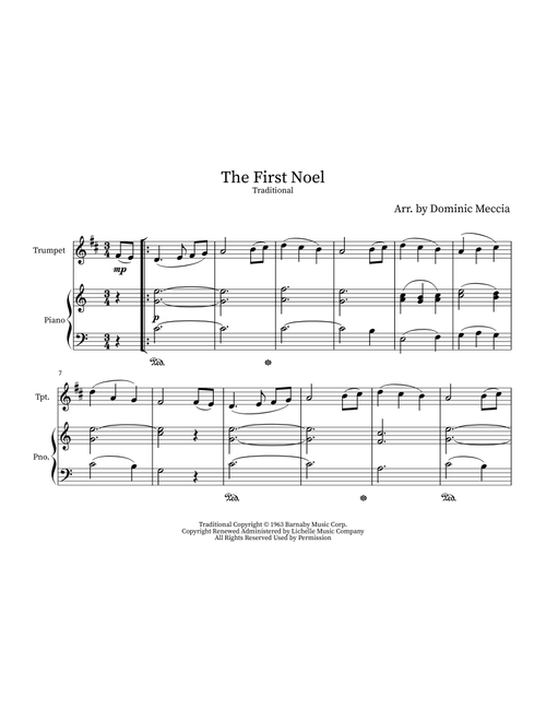 The First Noel (Arr. Dominic Meccia) - Andy Williams (Trumpet and Piano)