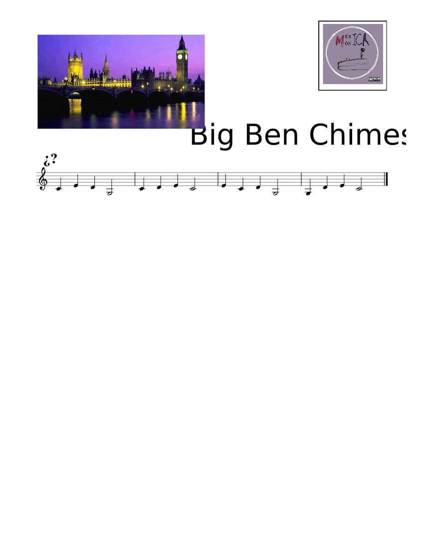 Big Ben Chimes Sheet music for Piano Solo Easy Musescore