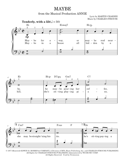 Maybe - Charles Strouse and Martin Charnin (Easy Piano)