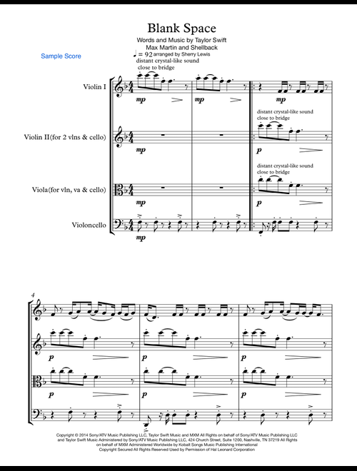 Blank Space (Arr. Sherry Lewis Publishing) - Taylor Swift (String Ensemble)