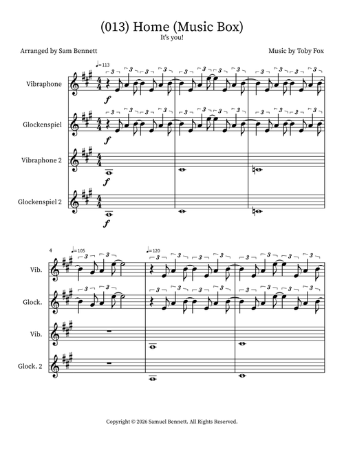 (013) Home (Music Box) (Arr. Sam Bennett) - Toby Fox (Small Ensemble)