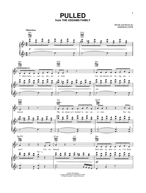 Pulled (from The Addams Family Musical) - Andrew Lippa (Vocal Pro + Piano-Guitar)