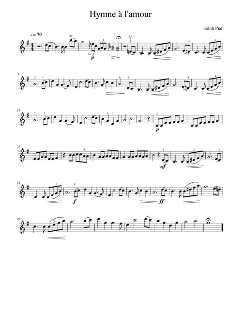 Edith Piaf - Hymne à l'amour (Solo violin)